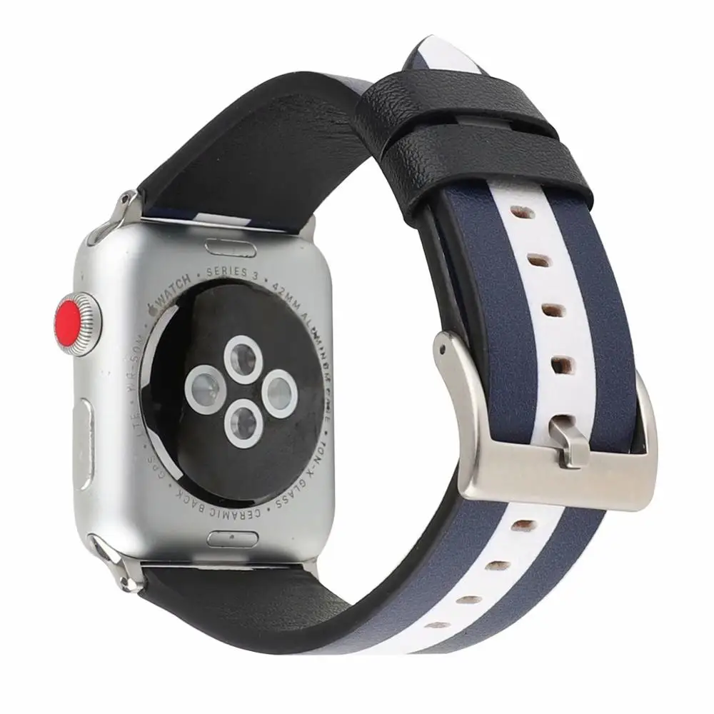 h Кожаный ремешок для часов для apple Watch band 44/40 мм Браслет apple watch 42/38 мм для наручных часов iwatch, 4, версия 1, 2, 3, ремешок correa apple watch 5 - Цвет ремешка: h