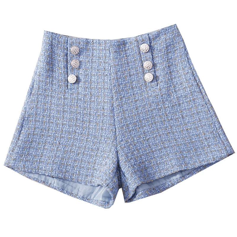 

High waist wool wide leg pants female 2019 new double-breasted versatile woolen shorts winter short mini casual short trousers