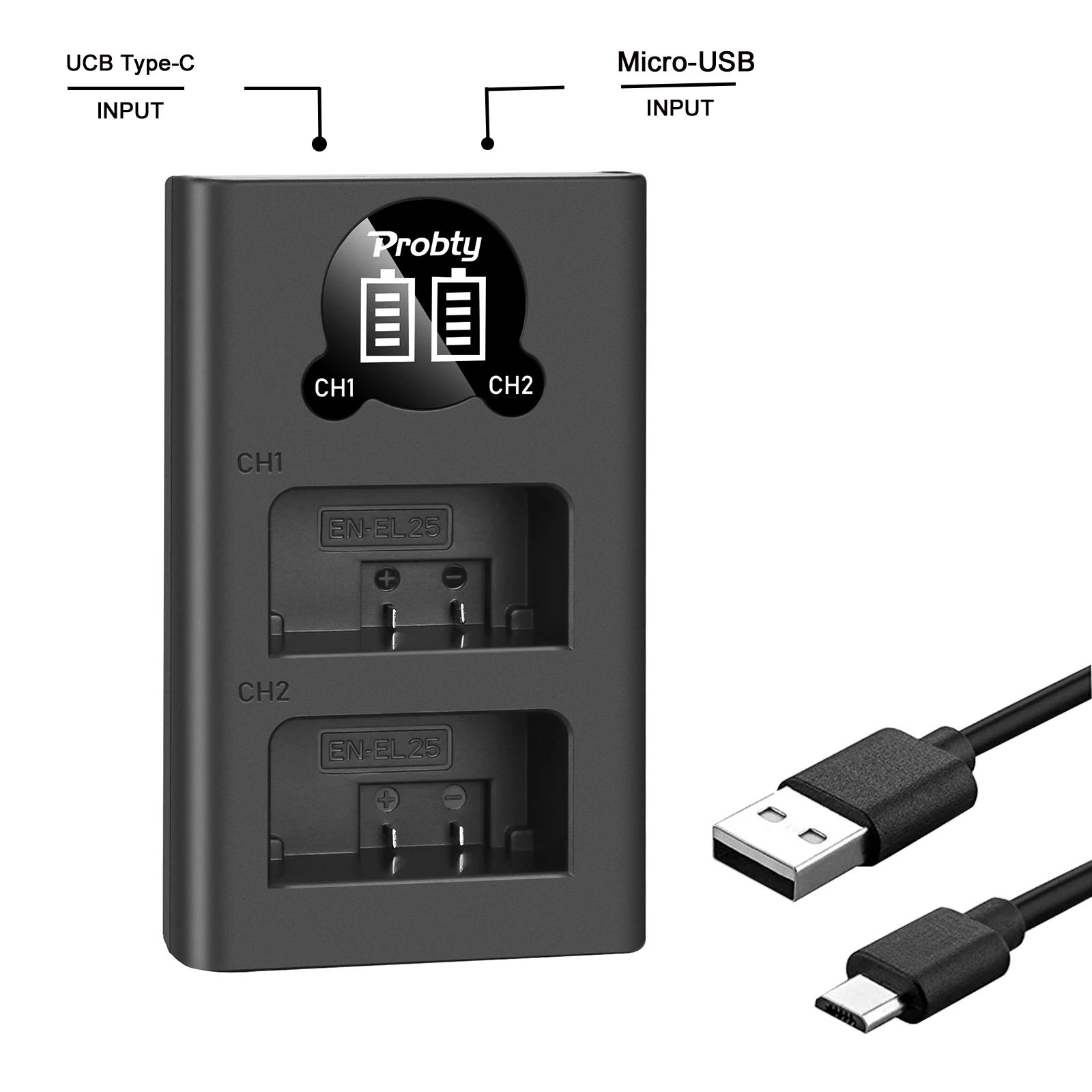 Caricatore Duale USB DSTE Per Batterie Nikon EN-EL25 Con Display LCD – Ricarica Rapida Via Type-C E USB-A, Per Nikon Z50 E Z Serie