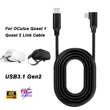 Локоть USB-C кабель для Oculus Quest 1 2 Link кабель USB3.1 Gen2 10 Гбит/с передача 4K @ 60 Гц 5A шнур для быстрой зарядки для Nintendo Switch