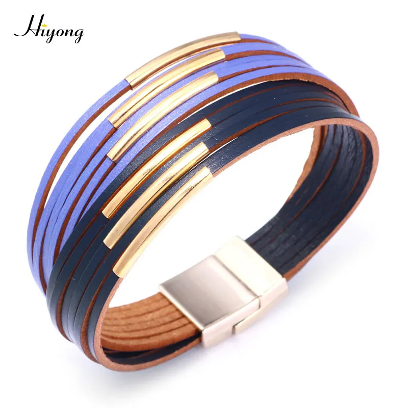 Wrap bracelet HIYONG, модные богемные многослойные кожаные браслеты для женщин, жемчужные пресной воды, очаровательные браслеты, Женские Ювелирные изделия - Окраска металла: Wrap bracelet