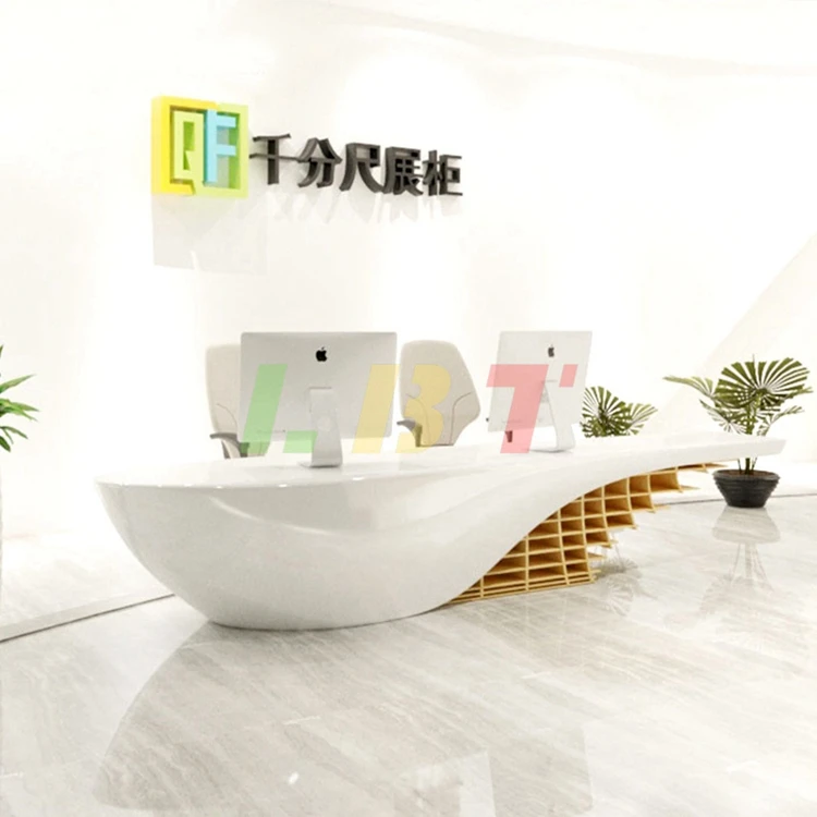 

Lovely boat decoration wood baking paint company ornaments front desk combination reception desk custom-made sales front desk