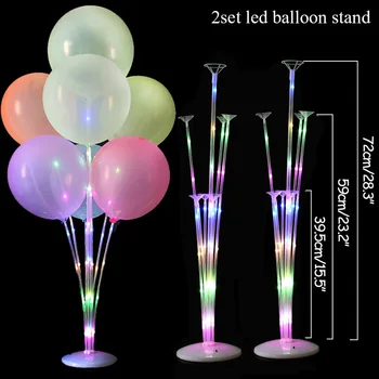 

2x Balloon stand Kids birthday party decorations kids LED lights ballon column Wedding decor Baby shower globos holder Party use