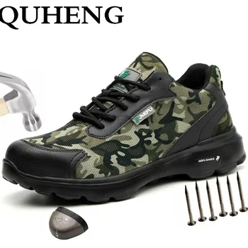 

QUHENG Mens Steel Toe Safety Shoes New Design Casual Anti-static Indestructible Puncture-Proof Construction Safety Free Shipping