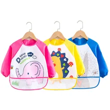 Непромокаемые детские нагрудники мультяшный фартук регулируемые борфы для кормления bebe с длинными рукавами милые животные bavoir нагрудники детские аксессуары