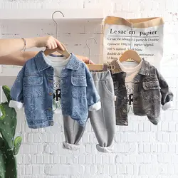 Children Fashion Suit Spring Kids Boy Girl Denim Coat Hoodies Pants 2Pcs/Sets Kids Toddler Clothing Infant Sportswear 0-5 Years