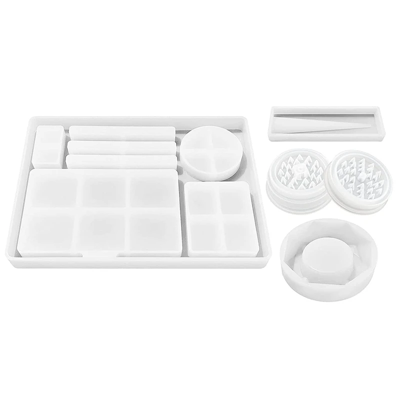 4 PCS Silicone Molds for Resin Large Resin Molds with Rolling Tray Mold and Resin Grinder Mold