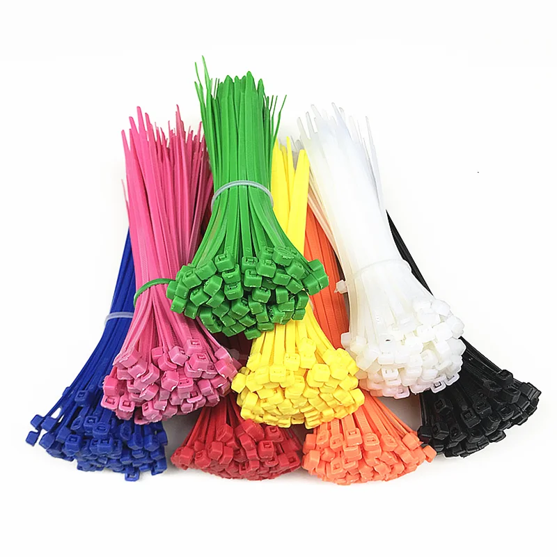 

100pcs/Bag 200mm Self-locking Nylon Cable Ties 8inch 12 color Plastic Zip Tie 18 lbs black wire binding wrap straps UL Certified
