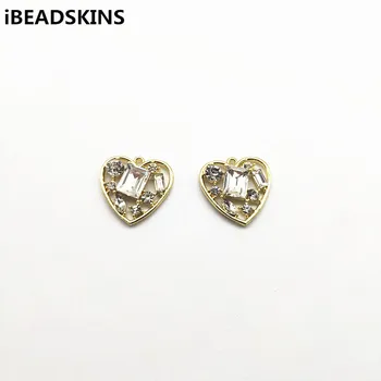 

New arrival! 19mm 50pcs Zinc Alloy/Rhinestone Heart Shape Charm for Woman Necklace Earrings parts,hand Made Earrings Jewelry DIY