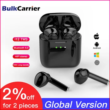 

i12 tws Plus wireless bluetooth 5.0 earphones touch control eardphone IPX5 waterproof dual mode 3D HiFi stereo headset with MIC