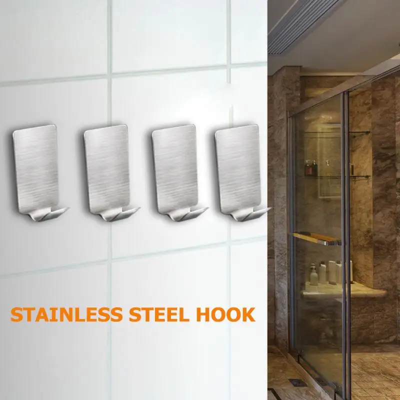 

8pcs Stainless Steel Key Bag Holder Elaborate Manufacture Prolonged Durable Hooks Self Adhesive Kitchen Wall Door Hanger