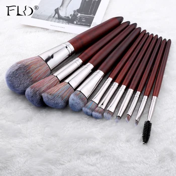 

FLD 11Pcs Wood Handle Professional Makeup Brushes Set For Cosmetic Powder Foundation Women Face Makeup Tools Mutifunctional Kit