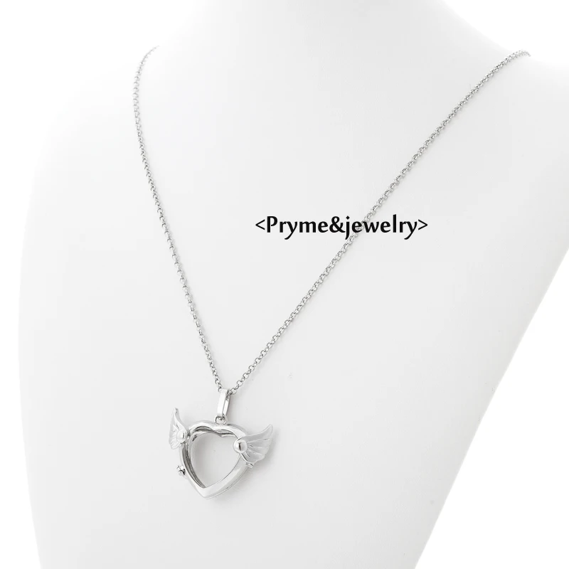 10 шт. оптовая продажа 24 мм ангельские крылья сердце клетка звук ожерелья гармония