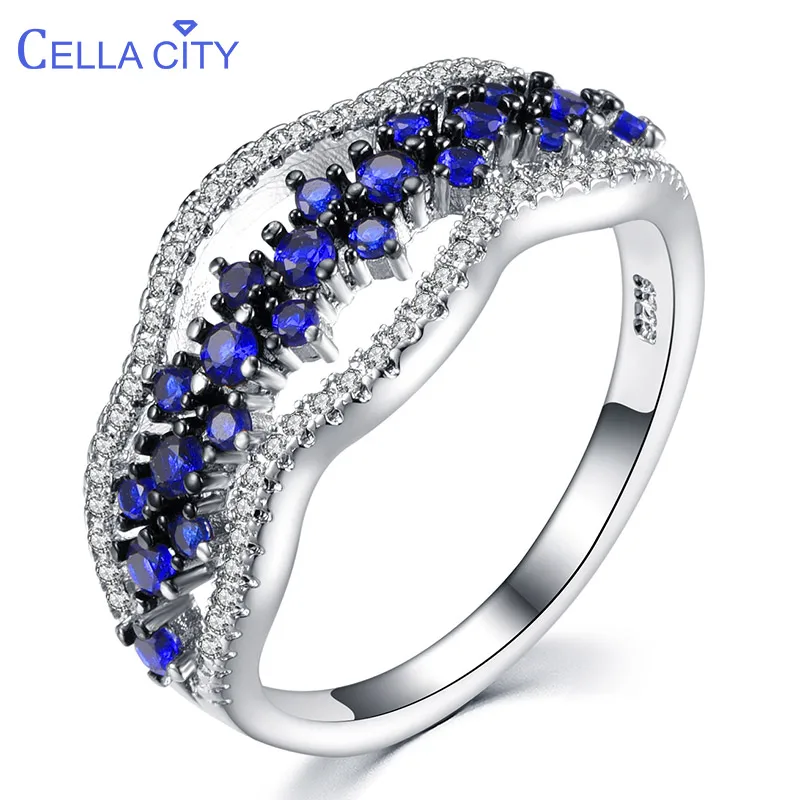 Silver Ring Silver Rings Gemstone Ring Natural Stone Ring Cellacity Sapphire Rings for Women Silver 925 Fine Jewelry with Gemstones Size5,6,7,8,9,10 Chic Female Anniversary Ring Party