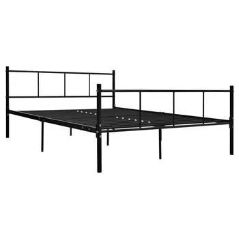 

Bed Frame Black Metal 150x200 cm Minimalist Modern Bed Frame Metal Platform Bed Frame With Headboard Bedroom Furniture Adult Bed
