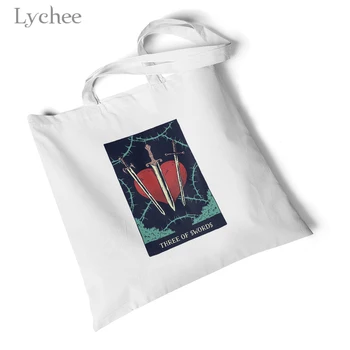 

Lychee Harajuku Devil Print Women Canvas Bag Environmental Large Shopping Bag Handbag Foldable Storage Shoulder Bag Tote Bag