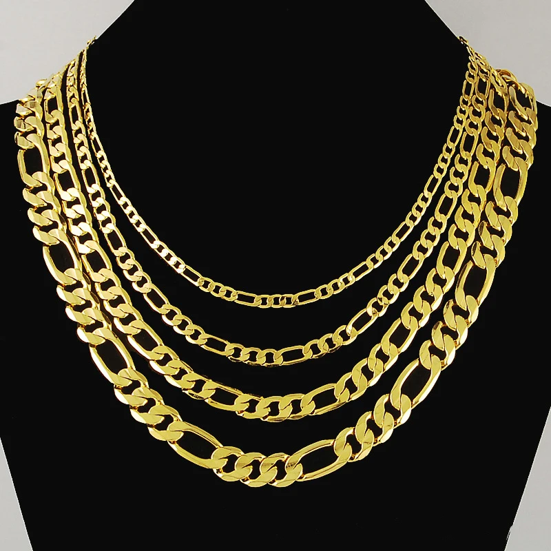 Gold Figaro Chain 24k Gold Chain 22 Inches Men Original Gold