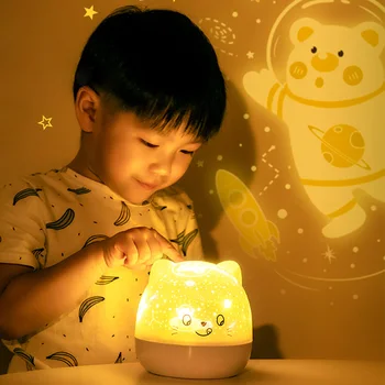 

Rotation LED Cute Cat Night Light Colorful Battery Silicone Soft Kid Bedside decorate light Baby Cartoon Lamp for Children Gift