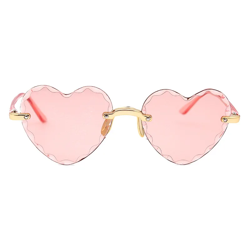 RBROVO, без оправы, сердце, солнцезащитные очки для женщин, роскошный бренд, солнцезащитные очки для женщин, Винтажные Солнцезащитные очки для женщин, дизайнерские, Lunette Soleil Homme - Цвет линз: PinkPink