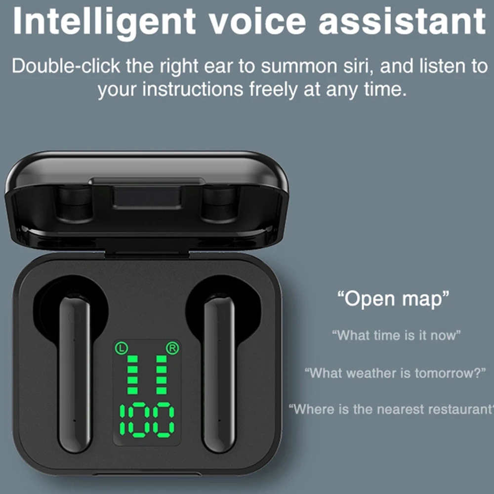 LED Bluetooth 5.0 Earphone Wireless Headphones Earbuds Touch Control Sport Headset Noise Cancel for Xiaomi iPhone TWS Earphones