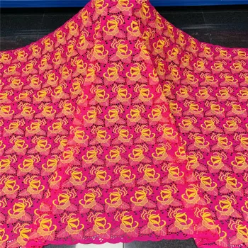 

5 yard Swiss lace fabric 2020 latest heavy beaded embroidery African cotton fabrics Swiss voile lace popular Dubai style KL07301