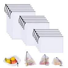 ABZC-15pcs Экологичные многоразовые сетчатые мешки для производства, прозрачные моющиеся мешки для хранения продуктов для хранения фруктов и овощей