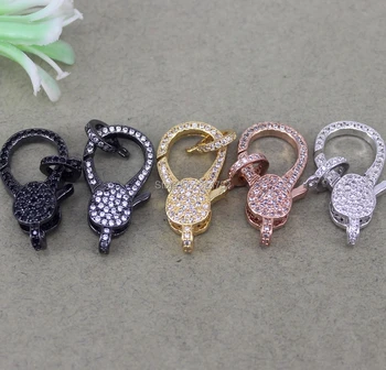 

5pcs Metal Copper Lobster Clasps Paved CZ For Making Jewelry in 5 colors