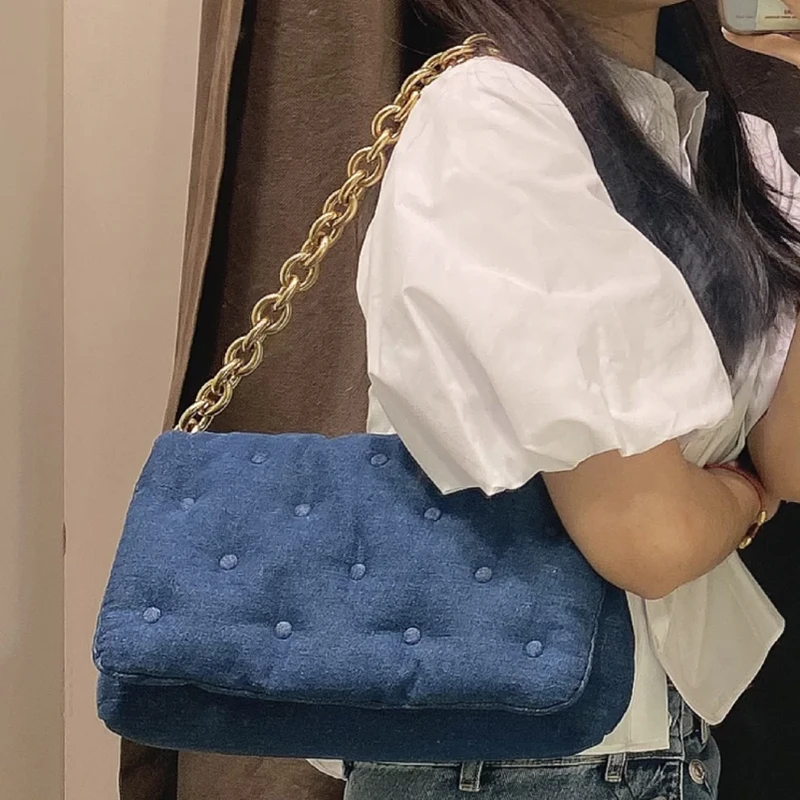 

High Quality Women Denim Shoulder Bag Fashion Designer Ladies Purses Hand Bag Casual Female Chain Small Handbags Messenger Bags