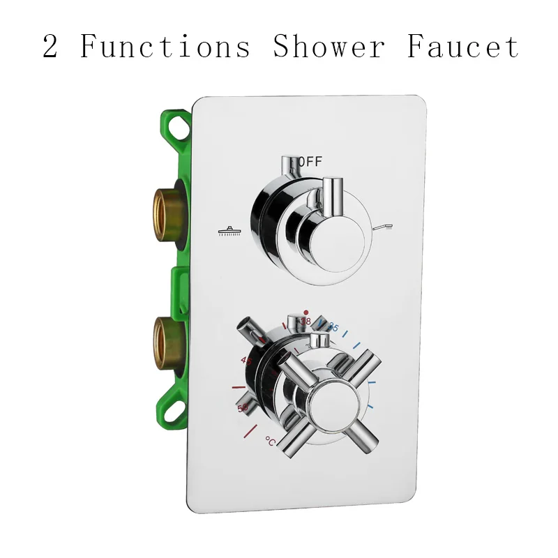 Латунь Ванная комната душевой кран Термостатический скрытый смеситель для душа со встроенным коробка 2/3 функции клапан для душевых кабин - Цвет: 2 Functions