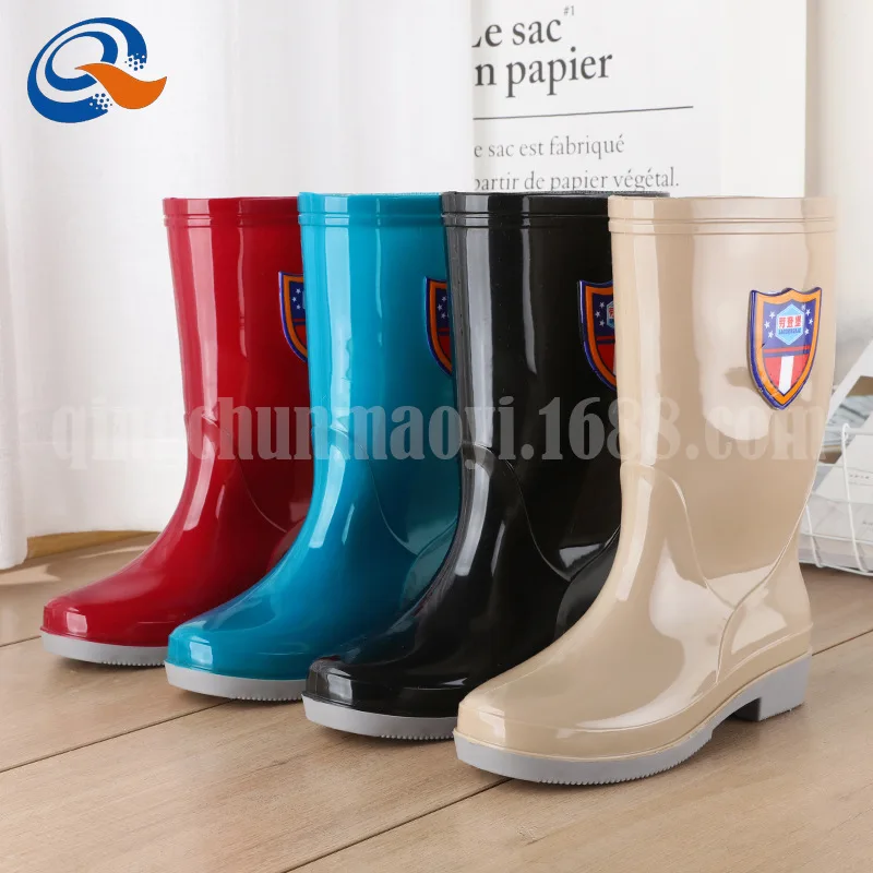 

New Style Fashion Medeum Hight Deconstructable Cotton Cover Women's Rubber Boots Anti-slip Wear-Resistant Women's Medeum Hight R