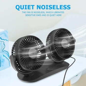 

3 Speed Wind Adjustable Auto Air Cooling Universal Car Dual-head Fan 12/24V Portable Cooling Fan Rotation Dashboard USB Fans