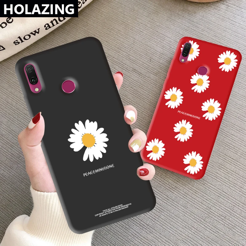 Soft Silicone Durable Case for Huawei Y9S Y9 Prime 2019 Y5 2018 Y7 Pro Y6 Color Cover Simple Daisy |