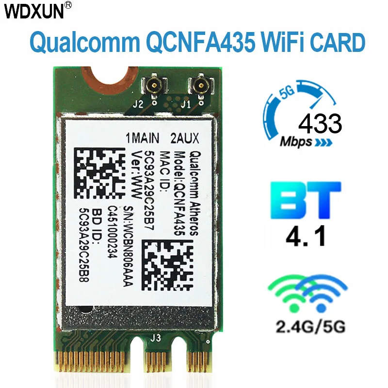 Scheda Adattatore Wireless Per Qca9377 Qcnfa435 Qcnfa 435 802.11Ac Bluetooth 4.1 433M 2.4G/5G Wifi Wlan Card