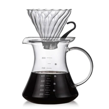 

Coffee Maker Filter Handmade Glass Coffee Funnel V60 Drip Filter Cup Striped Transparent Glass Coffee Filter