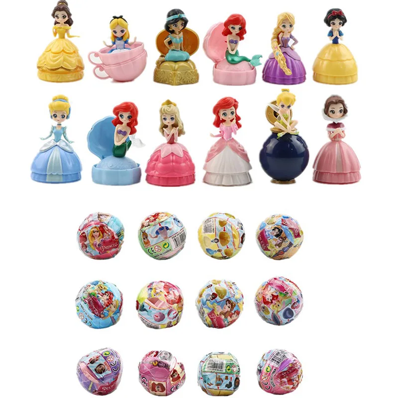 

3/4/6/12 pcs/set Surprise Gashapon Toy Princess Baby Dolls Capsule Princess Balls Action Fgiure PVC Cake Decora Girls Gifts Toys