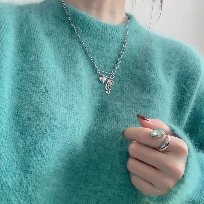 

JSXDHKFashion весенние вязаные свитера с круглым вырезом Топы винтажные женские зеленые норковые кашемировые мягкие теплые женские свободные пуловеры с длинным рукавом