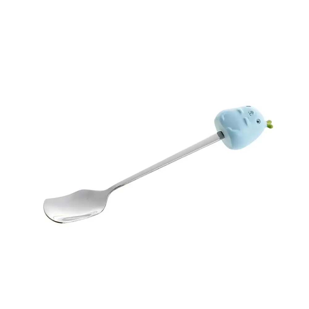 1PC 1 шт. Нержавеющая сталь мультфильм ложка, вилка для фруктов ложки с длинной ручкой, столовая ложка, вилка, десертная ложка Бытовая Керамическая Посуда - Цвет: 1PC