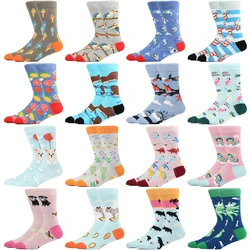 New Mens sock Animal Flamingo Shark Cat Dog Pattern Hip Hop Cool Socks For Women Winter Thick Long Skate Funny Socks Colorful