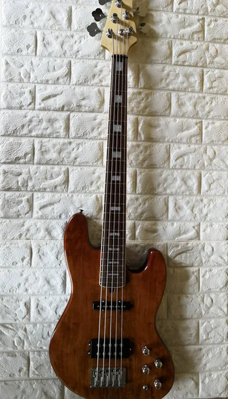 Электрическая бас гитара 5 струн коричневого цвета палисандр гриф хромированные изделия. Индивидуальные, paypal доступны! Bs-21