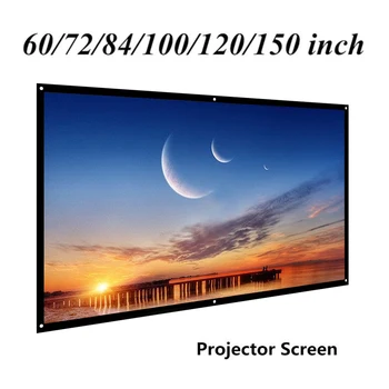 

60/72/84/100/120 inch Projector Screen HD 16:9 White Dacron Diagonal Video Projection Screen Wall Mounted for Home Theater Movie