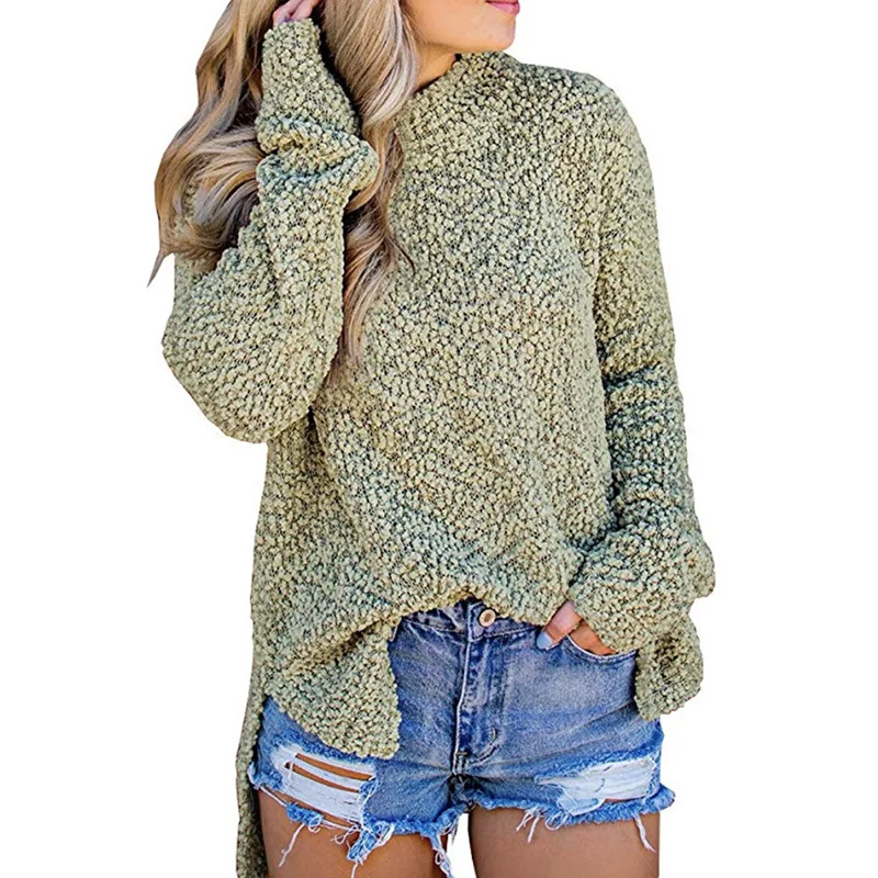 Winter Flannel Knitted Sweaters For Women 2020 Solid Long Sleeve Turtleneck Sweater Loose Knit Jumpers | Женская одежда