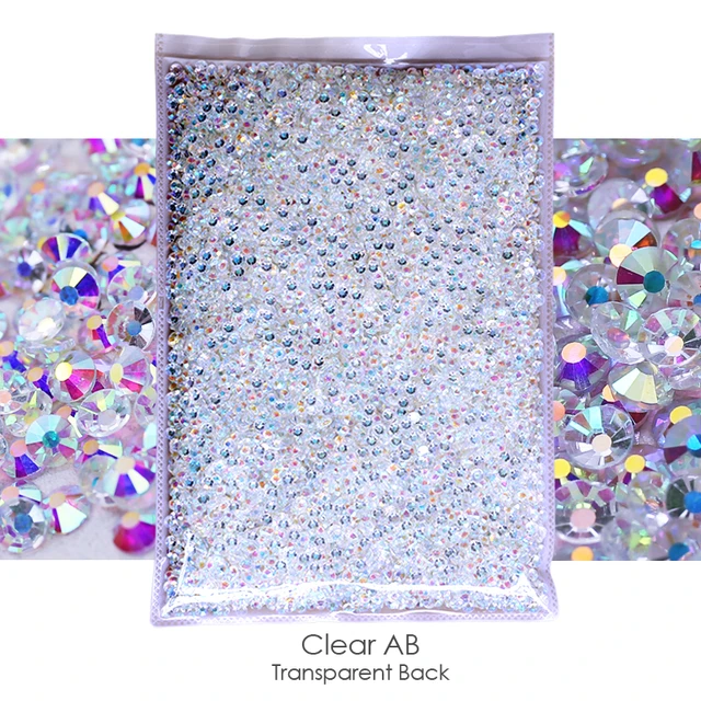 Wholesale Jelly AB Resin Non Hot Fix Rhinestones Cтразы Flatback Plastic Crystals Strass Glitters Stone Bulk Big Package for DIY TB-Clear Back