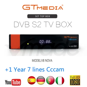

V8 Nova Satellite Receiver Gtmedia iptv subscription HD 1080P Europe Clines cccam for 1 Year Spain Built Wifi V9 Super Power