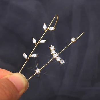 

1Pcs Ear Wrap Crawler Hook Earrings Women Girls Fashion Punk Needles Around The Auricle Clip Jewelry Shiny Crystal Ear Decor