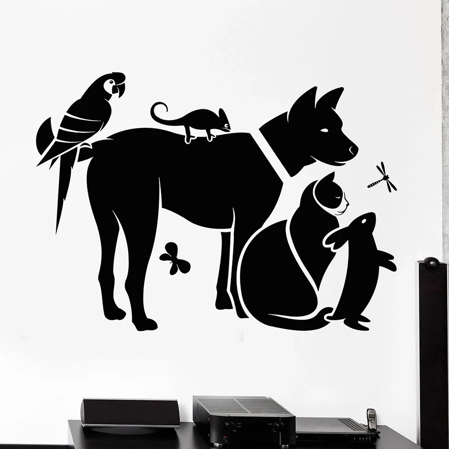 

Zoo Wall Decal Cat Dog Rabbit Birds Pets Shop Animal Veterinary Clinic Kids Room Nursery Interior Decor Vinyl Wall Sticker S1402