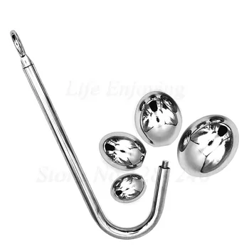 Stainless Steel Anal Dilator Butt Plug Sex Toys for Men Women Anus Hook Rreplaceable Ball Metal Anal Plug Sex Slave Adults BDSM 5