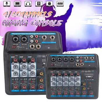 

4/6channel Protable Digital Audio Mixer Console with Sound Card bluetooth USB 48V Phantom Power for DJ PC Recording