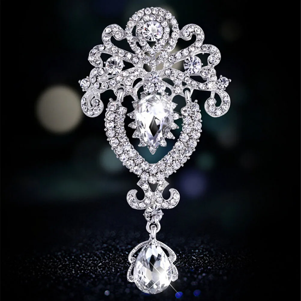 JETTINGBUY 1PC 3Color NewWomen Bridal Party Jewelry Fashion Silver Flower Brooch Rhinestone Crystal Diamante Wedding Broach Pin | Украшения