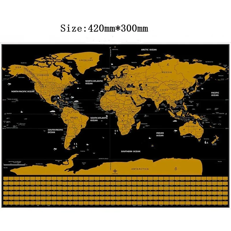 42*30 см черный мир карта путешествия Скретч Карта персонализированные стирания карта мира без трубки креативное украшение