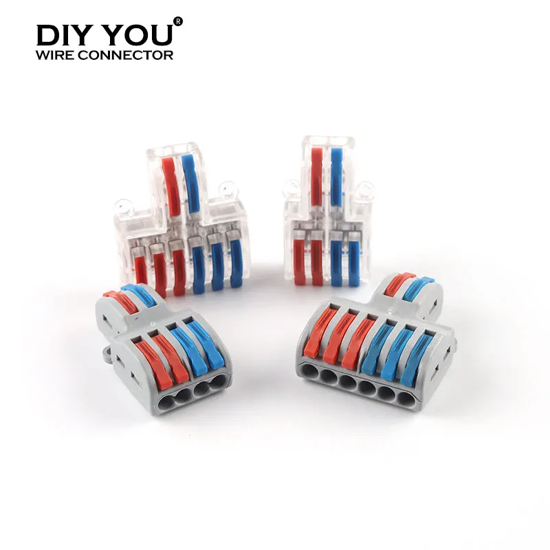 

2 In 4/6 Out Electrical Splitter Fast Push-in Wire Connector SPL-42/62 Universal Compact Cable Wiring Conductor Terminal Block